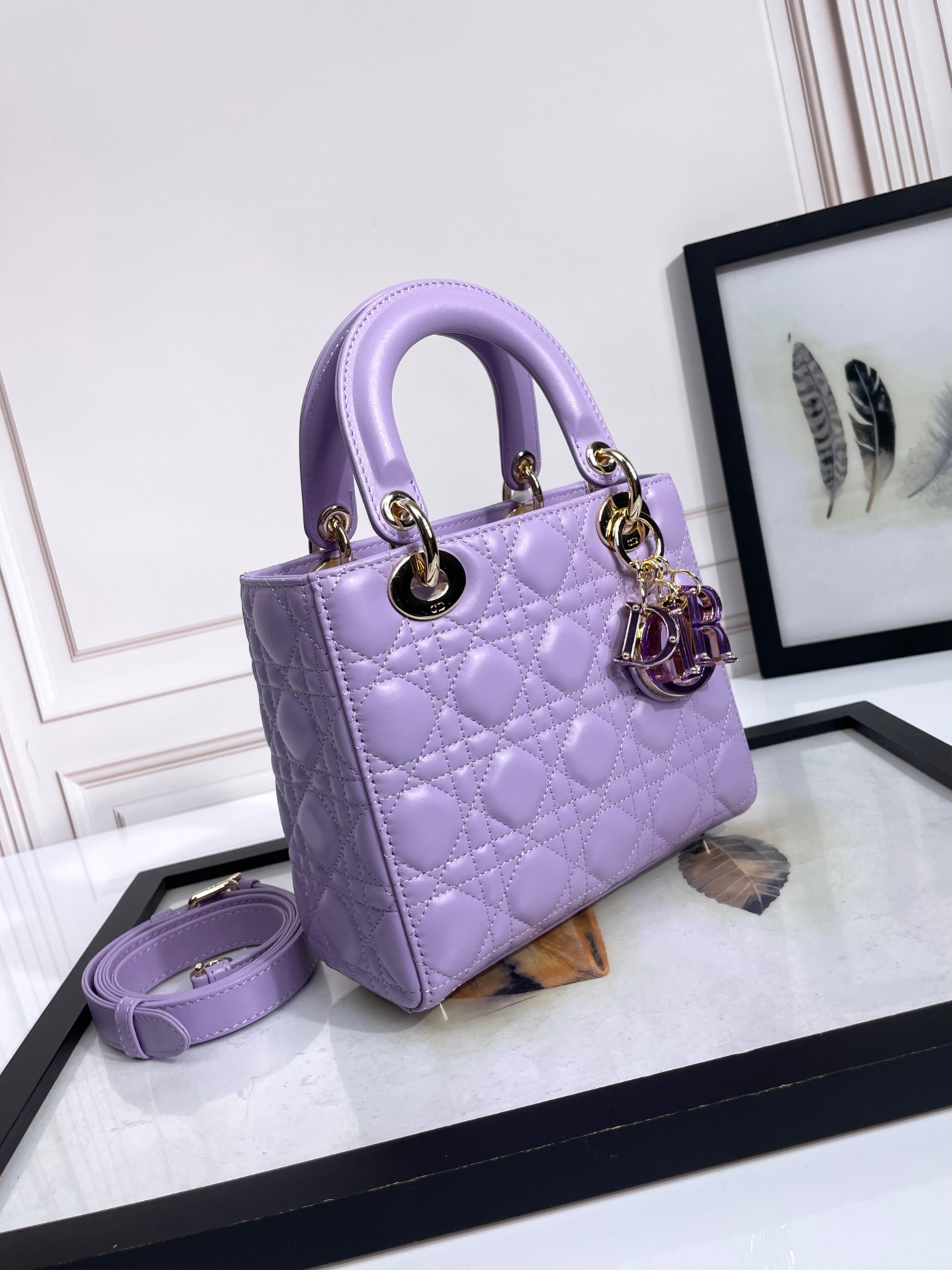 Small Lady Dior My ABCDior Bag Purple Cannage Lambskin